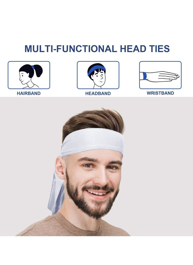 Generic - Sports Headbands for Men and Women anti-Sweat Bands Running and Exercise Headbands Hair Ties Elastic Hair Ties (3-Piece Set, Black, White, Gray) - Image 1