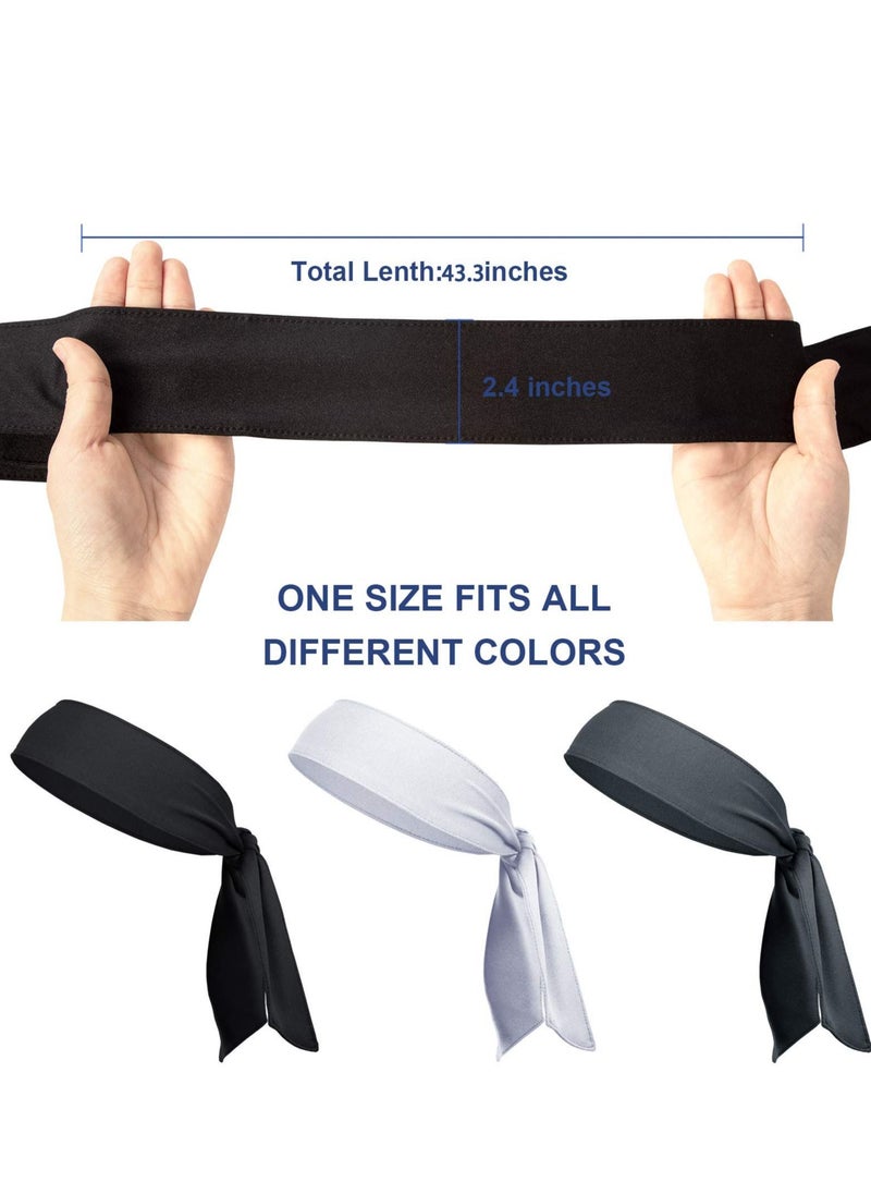 Generic - Sports Headbands for Men and Women anti-Sweat Bands Running and Exercise Headbands Hair Ties Elastic Hair Ties (3-Piece Set, Black, White, Gray) - Image 1