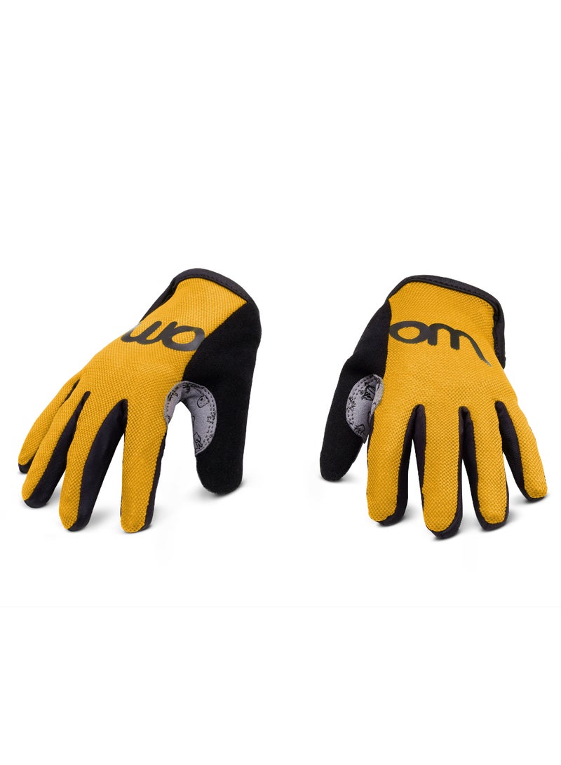 Woom TENS Kids Bike Gloves | Shock-Absorbing Padded Palm | Breathable Stretch Fabric | Size 7 Youth Cycling Gloves | Sunny Yellow - Image 1