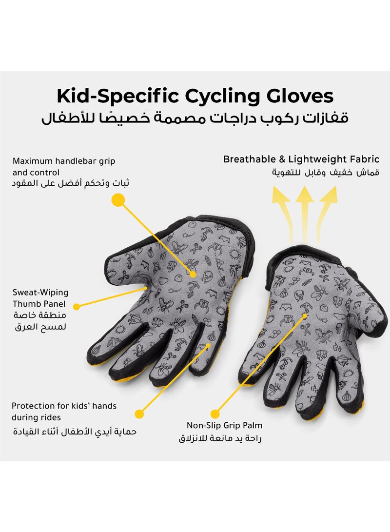 Woom TENS Kids Bike Gloves | Shock-Absorbing Padded Palm | Breathable Stretch Fabric | Size 7 Youth Cycling Gloves | Sunny Yellow - Image 2