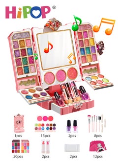 HIPOP Kid Makeup Set,Portable Cosmetic Toys Washable and Nontoxic,Girls Pretend Play Toy  - Image 1