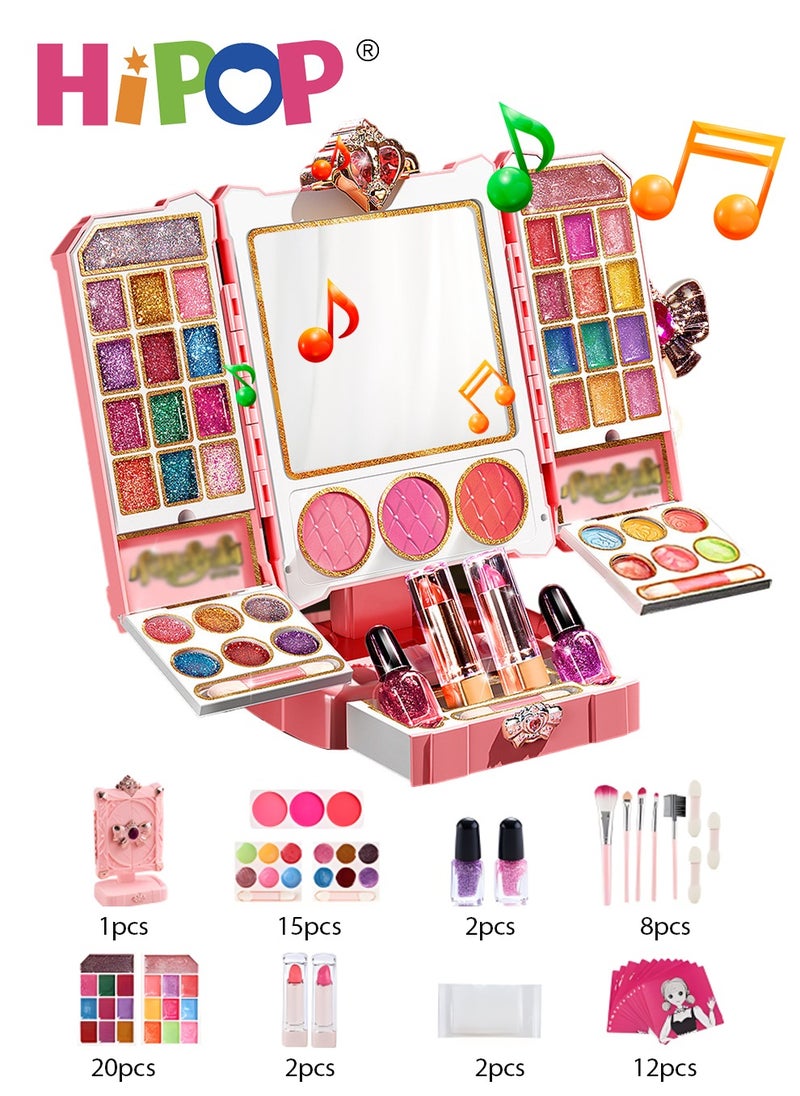 HIPOP Kid Makeup Set,Portable Cosmetic Toys Washable and Nontoxic,Girls Pretend Play Toy  - Image 1