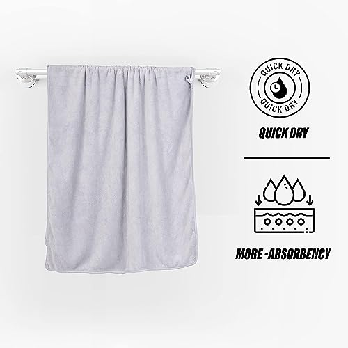Glivary Microfiber Large Bath 300 TC Towels | (70X140) Extra Soft Plush & Quick Dry High Absorbency Large Size Towels For Bathing (Grey) - Image 2