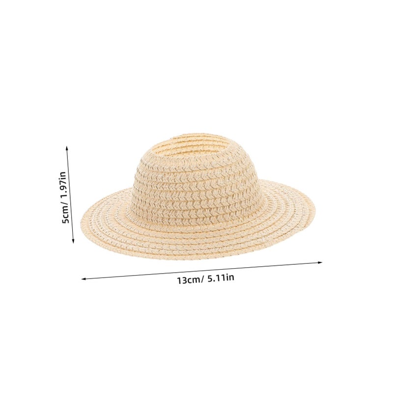 Mini Straw Top Hat for Dolls Sun Protection Travel Friendly Decoration Small Size - Image 3