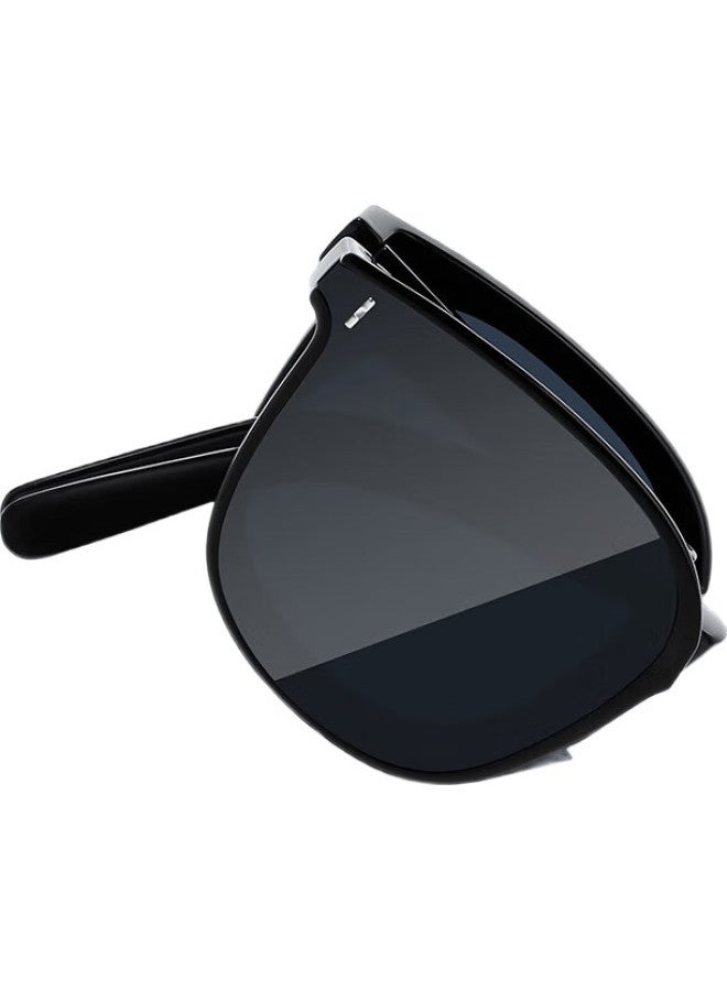 Foldable Sunglasses Unisex Portable Driving Sunscreen Sunglasses Piano Black