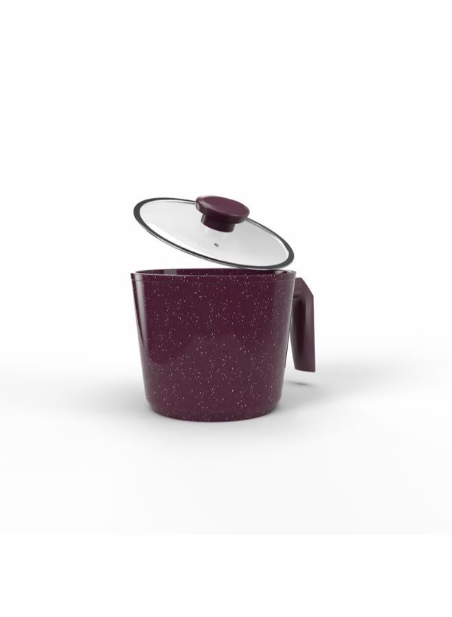 Top chef Milk Pot Granite 16 Cm glass Lid burgundy (Suitable For Induction) - Image 3