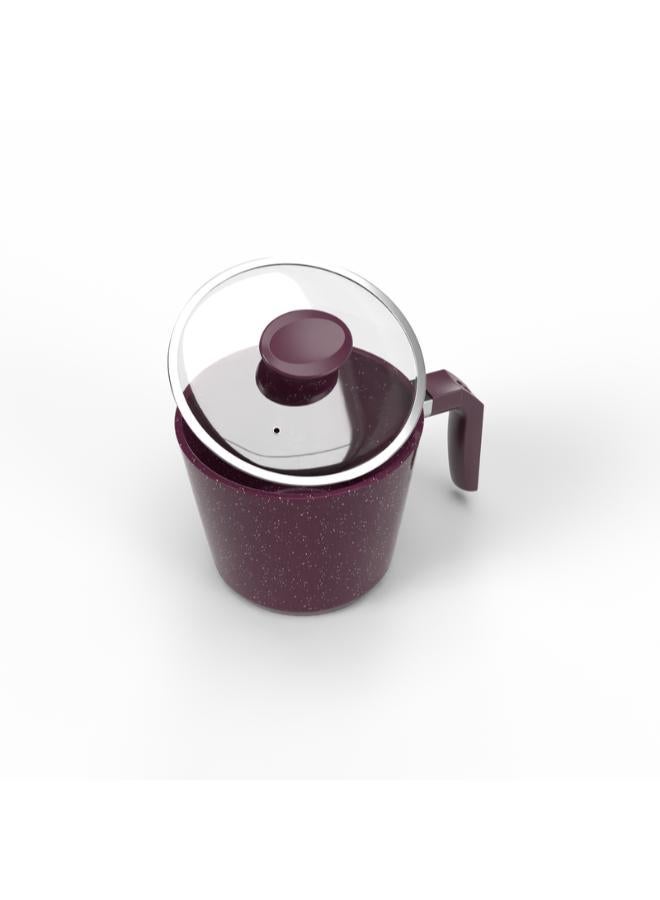 Top chef Milk Pot Granite 16 Cm glass Lid burgundy (Suitable For Induction) - Image 2