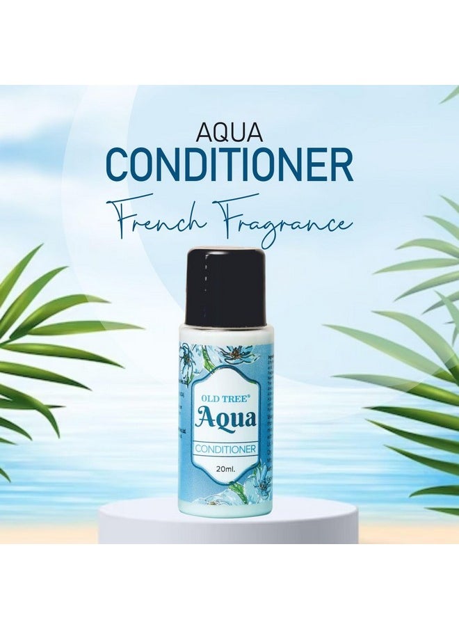 أولد تري مجموعة أدوات العناية بالشعر من Old Tree Aqua سعة 20 مل - (مجموعة من 100 قطعة) | بلسم بحجم مناسب للسفر والفنادق وبيوت الضيافة | وسائل الراحة والإكسسوارات الفندقية للشعر الجاف والمتطاير  - Image 3