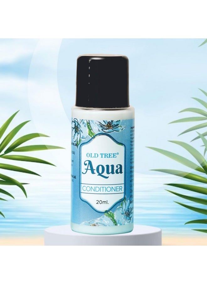 أولد تري مجموعة أدوات العناية بالشعر من Old Tree Aqua سعة 20 مل - (مجموعة من 100 قطعة) | بلسم بحجم مناسب للسفر والفنادق وبيوت الضيافة | وسائل الراحة والإكسسوارات الفندقية للشعر الجاف والمتطاير  - Image 2