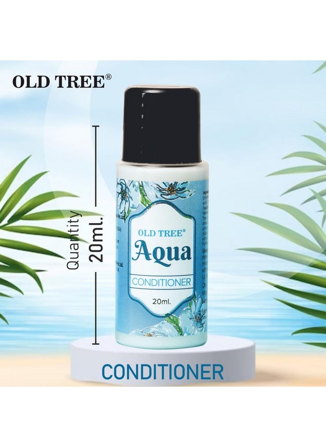أولد تري مجموعة أدوات العناية بالشعر من Old Tree Aqua سعة 20 مل - (مجموعة من 100 قطعة) | بلسم بحجم مناسب للسفر والفنادق وبيوت الضيافة | وسائل الراحة والإكسسوارات الفندقية للشعر الجاف والمتطاير  - Image 4