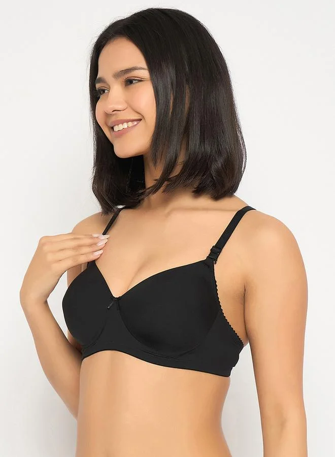 Clovia Clovia Pack of 2 - Self-Striped Padded Non-Wired Full Coverage Multiway T-Shirt Bra