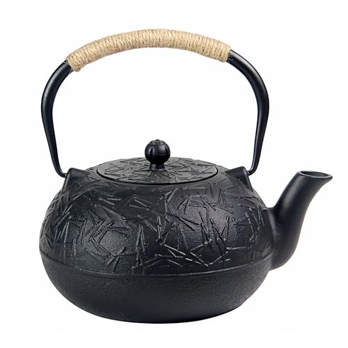 YJX 60.9oz YJX Cast Iron Teapot, Japanese Tetsubin Tea Kettle for Stovetop Safe, Cast Iron Tea Pot with Infuser for Loose Leaf, Black Kettle Teapot, Good Gift For Tea Lovers(1800ml) - Image 1