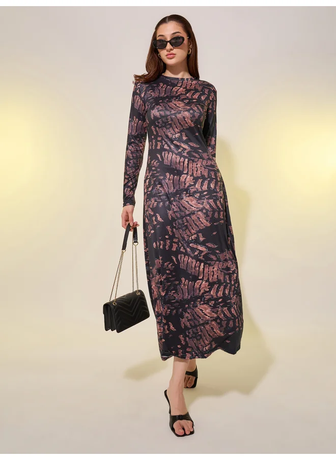 تايك تو Take Two All Over Print Long Sleeves Sheath Midi Dress