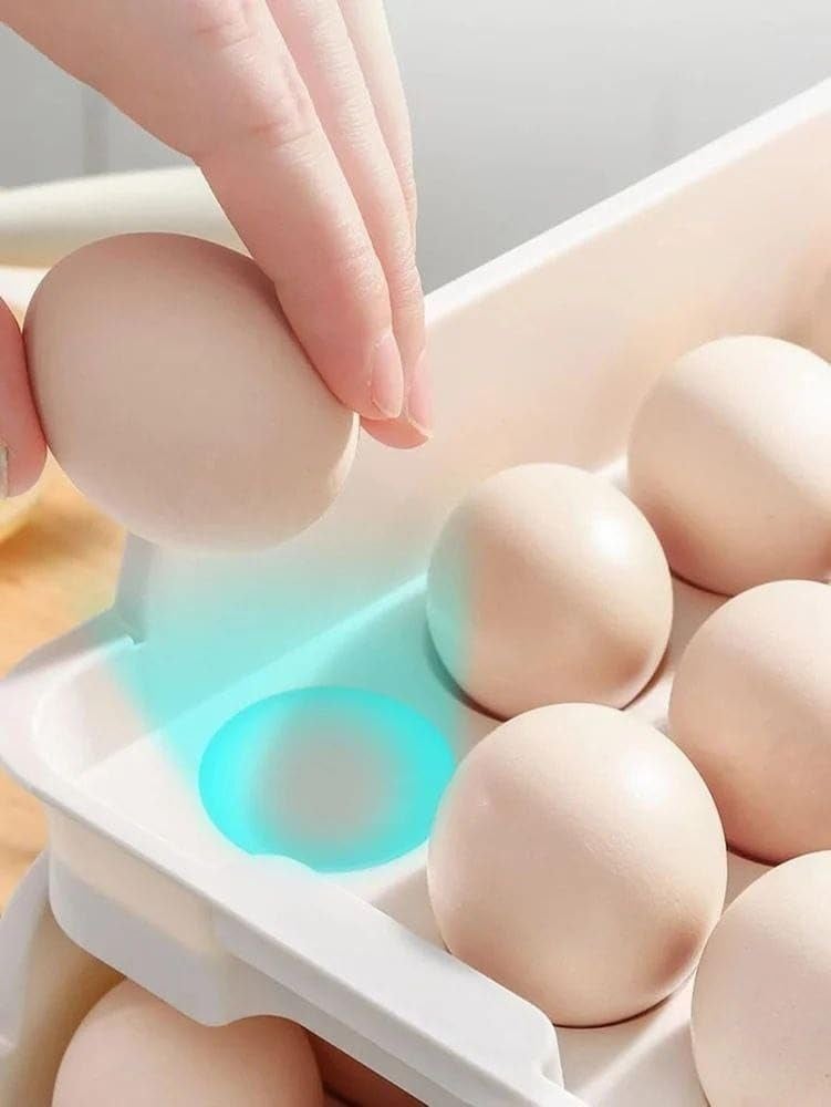 XML Eggs Tray Storage Baskets Refrigerator Stackable Organizer Plastic Containers with Handle For Home,Kitchen, Restaurent Tools Items, 3-Tier Container Holds 45 Eggs (15 X 3-EGG-TRAY) - Image 5