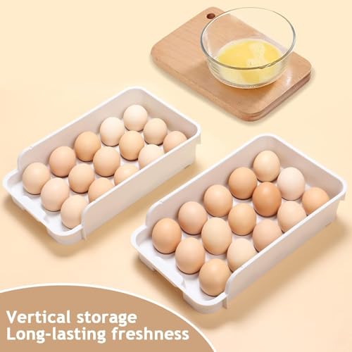 XML Eggs Tray Storage Baskets Refrigerator Stackable Organizer Plastic Containers with Handle For Home,Kitchen, Restaurent Tools Items, 3-Tier Container Holds 45 Eggs (15 X 3-EGG-TRAY) - Image 3
