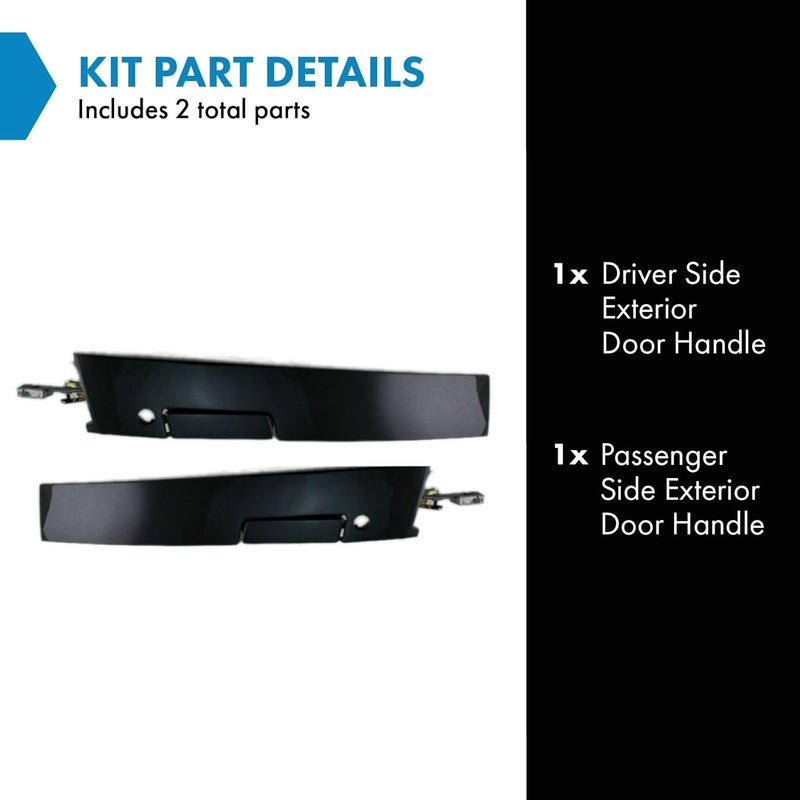 TRQ Gloss Black Outside Exterior Door Handle Left/Right Pair Set for Chevrolet Lumina 2 Door - Image 2