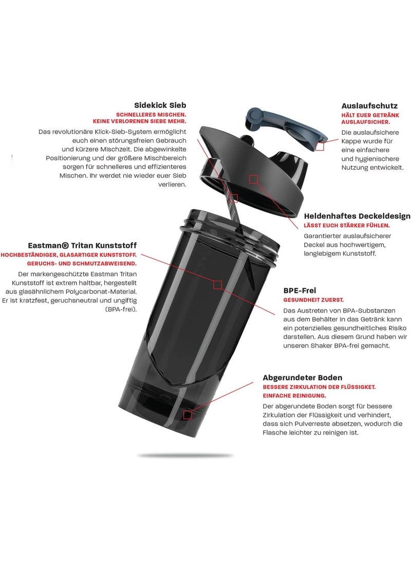 SHIELDMIXER Hero Pro Supergirl Classic Shaker Bottle 700ml – BPA-Free, Leak-Proof Fitness & Protein Shaker, Pink - Image 2