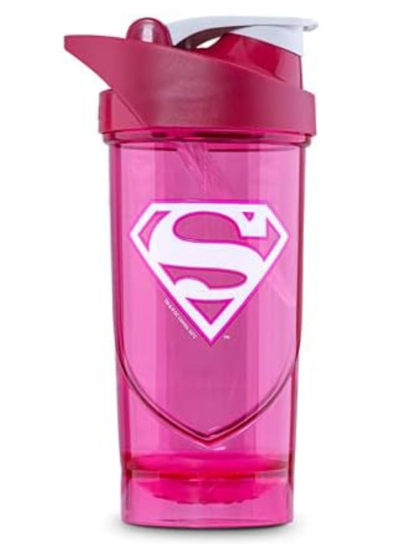 SHIELDMIXER Hero Pro Supergirl Classic Shaker Bottle 700ml – BPA-Free, Leak-Proof Fitness & Protein Shaker, Pink - Image 1