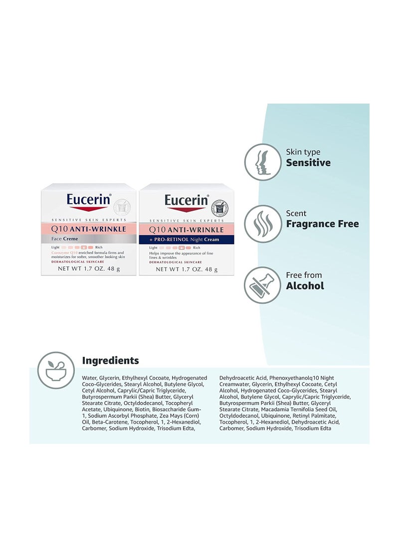 Eucerin - Eucerin Q10 Anti Wrinkle Bundle Day Cream and Night Cream For Face - Image 1