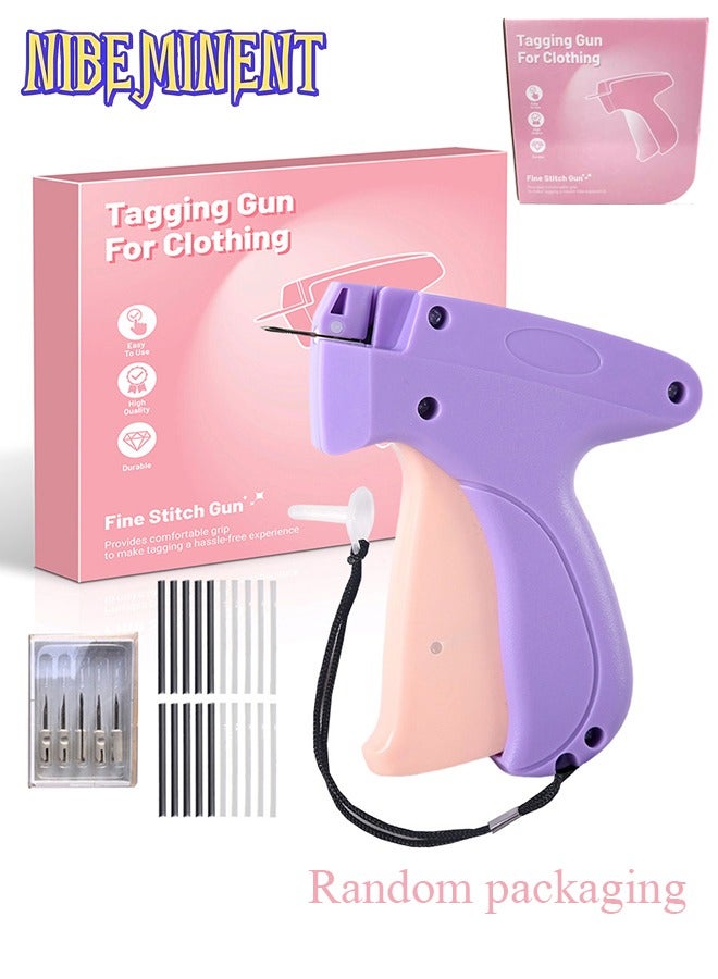 NIBEMINENT Fine Stitch Gun Stitchy Quick Clothing Fixer for Clothes,Micro Tagging Gun for Clothing with 5 Fine Needles & 1000 Pcs Fasteners,Mini Speedy Sticky Sewing Gun Hemming Tool (Purple) - Image 1