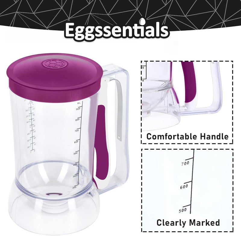 Eggssentials – Batter Dispenser Mess-Free, Squeeze Handle, Cupcakes, Waffles & More – Durable, Easy-Pour Pancake Dispenser Bottle for Smooth Baking - Image 4