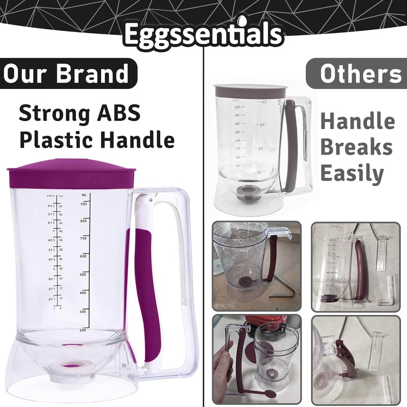 Eggssentials – Batter Dispenser Mess-Free, Squeeze Handle, Cupcakes, Waffles & More – Durable, Easy-Pour Pancake Dispenser Bottle for Smooth Baking - Image 3