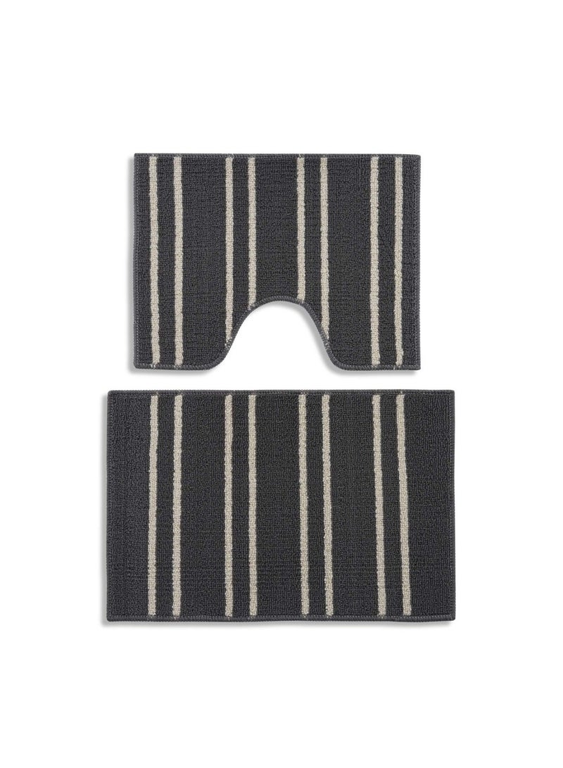 Pan Home طقم سجادة حمام مكون من قطعتين من ويستلي - رمادي - Image 2