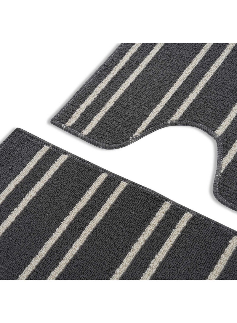 Pan Home طقم سجادة حمام مكون من قطعتين من ويستلي - رمادي - Image 4