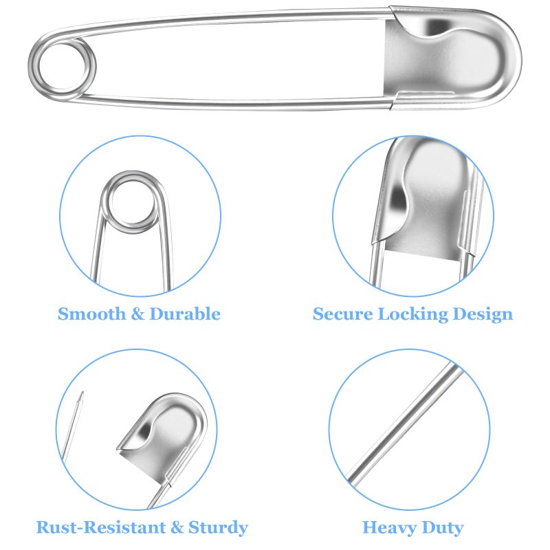AZUREAL Jumbo Safety Pins 7P, 5 Inch Extra Large Safety Pins Heavy Duty, Stainless Steel Giant Safety Pin for Clothes, Blankets, Leather, Canvas, Laundry, Outdoor and Crafts (Silver) - Image 4