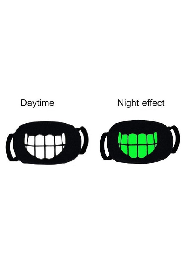 Vritraz - Glow In The Dark Luminous Cotton Anti Dust Pollution Face Mouth Mask For Man Woman Bigteeth Happyteeth - Image 1