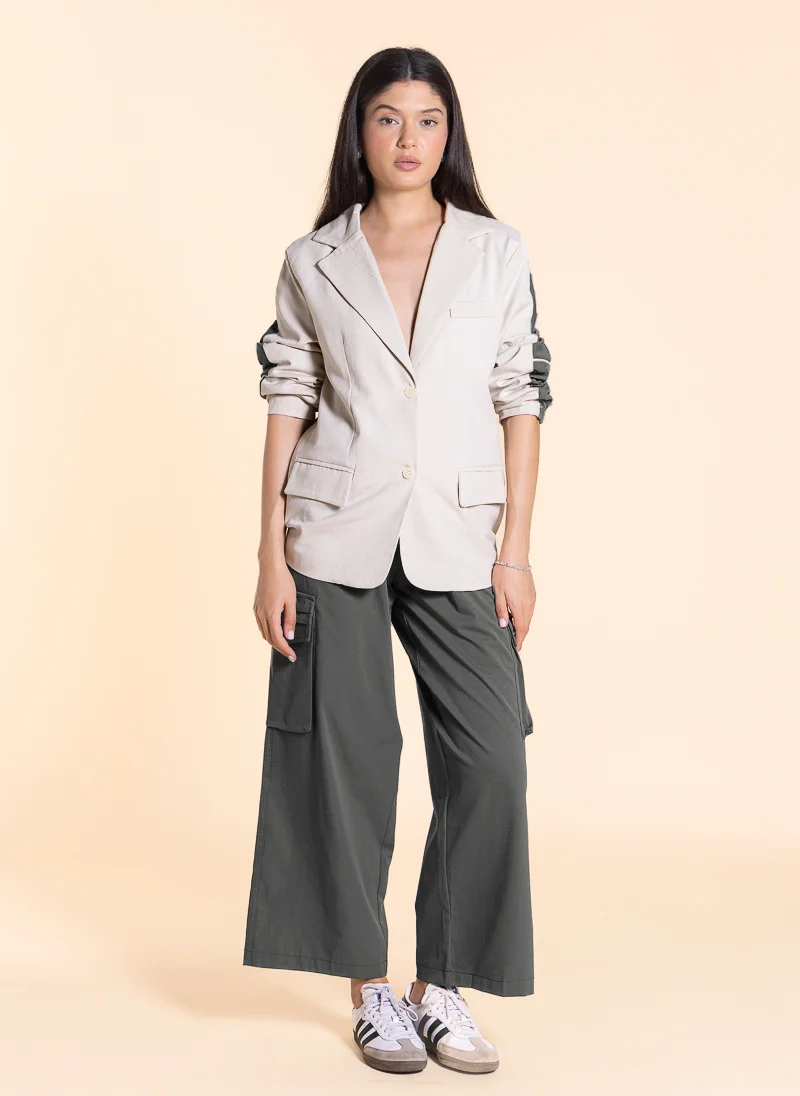 SHAPES DETAILED LINEN BLEND BLAZER SET