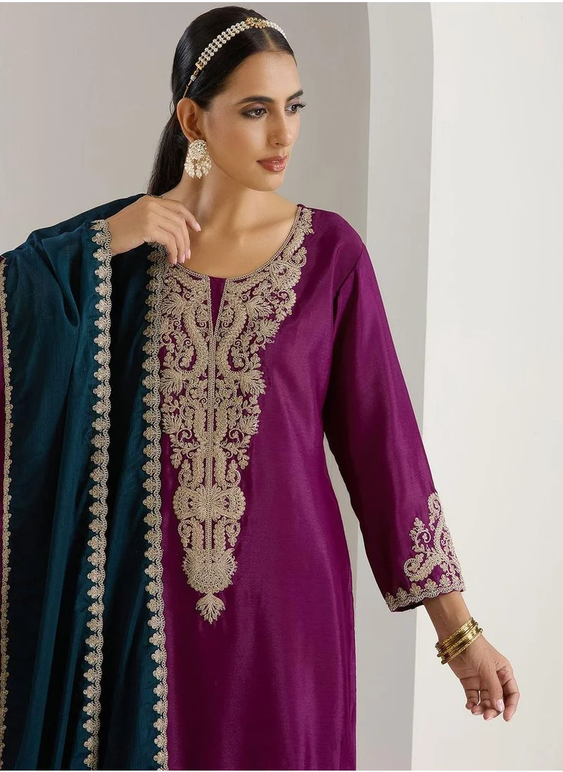 آي شين Women Lilac Polyester Chinon 3 pcs Kurta Set