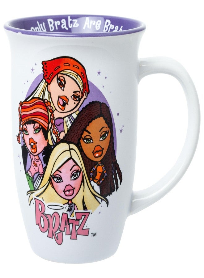 Silver Buffalo Bratz Wide Rim Ceramic Mug Featuring Cloe, Jade, Yasmin, and Sasha, 16 Ounces
