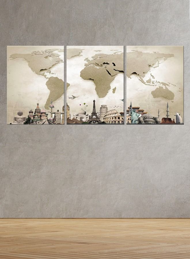 ماركتنا لوحة جدارية فنية لتزين الحائط بتصميم عصري، ثلاث قطع ،مقاس120X60سم - Image 1