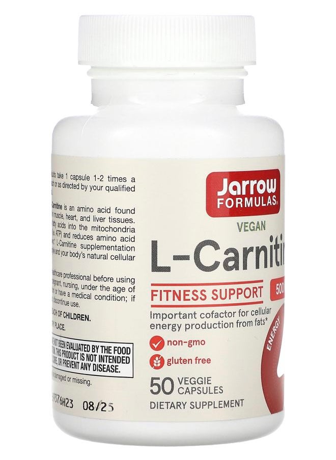 jarrow formulas L-Carnitine 500 mg 50 Veggie Capsules  - Image 2