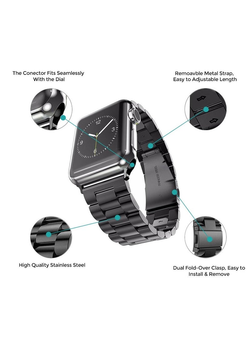 TIGER Stainless Steel Strap for iWatch 49mm, 46mm, 45mm, 44mm, 42mm – Black Metal Replacement Band for Apple Watch Ultra 3, Ultra 2, Ultra, Series 10, 9, 8, 7, SE, 6, 5, 4, 3, 2, 1 – Durable, Adjustable, Sleek Design  - Image 5