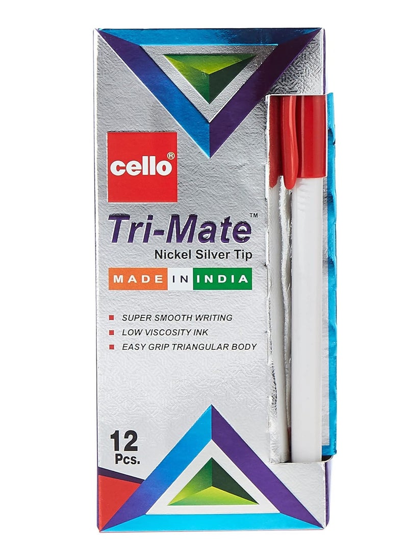 Cello 12-Piece Cello Trimate Ball Pen Red Ink - Image 1