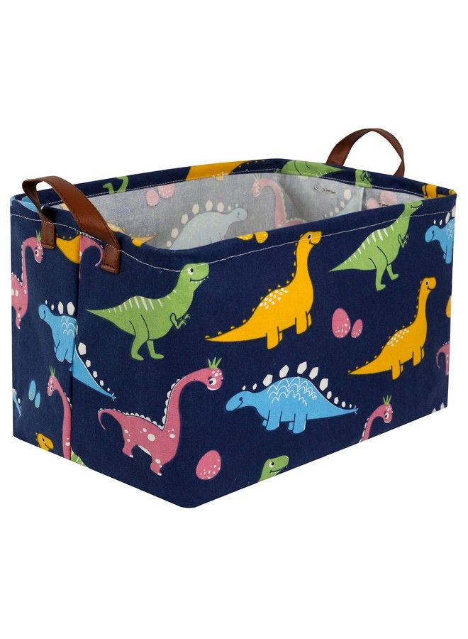 ESSME Dinosaur Basketdinosaur Storage Box Dinosaur Baskets For Boys Toy Bin With Handles Baby Boy Basket For Dinosaur Room Decor Clothesbooks.(Navy Blue Dinosaurs) - Image 2
