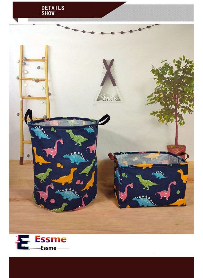 ESSME Dinosaur Basketdinosaur Storage Box Dinosaur Baskets For Boys Toy Bin With Handles Baby Boy Basket For Dinosaur Room Decor Clothesbooks.(Navy Blue Dinosaurs) - Image 5