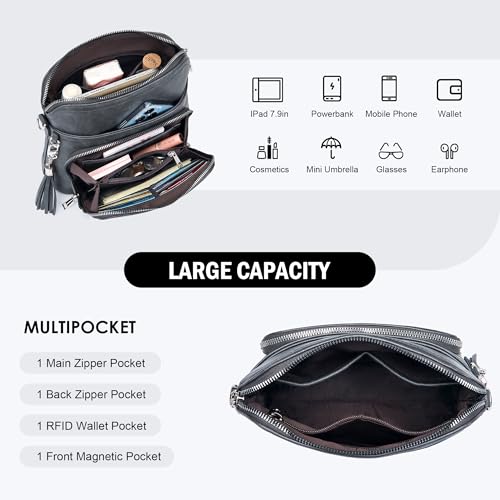 Roulens Crossbody Purse for Women Vegan Leather Medium Crossbody Wallet Bag for Travel Women Shoulder Handbags with Tassel - Image 4