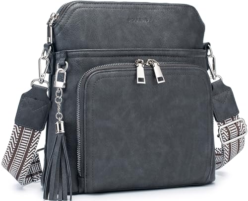 Roulens Crossbody Purse for Women Vegan Leather Medium Crossbody Wallet Bag for Travel Women Shoulder Handbags with Tassel - Image 1