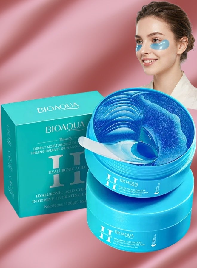 80pcs Hyaluronic Acid Collagen Intensive Hydrating Eye Mask Skin Care Gel for Dark Circles Eye Bag Moisturizing Firming Repair Nourish Improve Bags Eye Lines Puffiness Eye Mask Sheet Collagen Patches Hyaluronic Acid Under Eye Mask