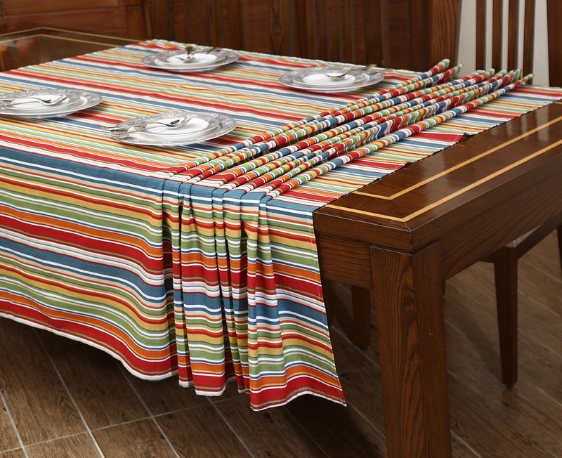 Ruvanti RUVANTI Table Cloth Rectangle 60 x 144 Inch  for 12-14 Seats Tables 100% Cotton Rectangle Tablecloth  Stain Resistant  Reusable  Washable Perfect for Kitchen  Dining  Wedding  Parties -Multi Stripe  - Image 1