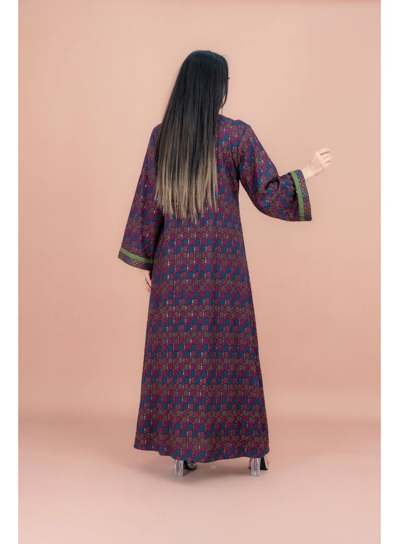 IKKXA Modern Embroidered Jalabiya IN092 Purple
