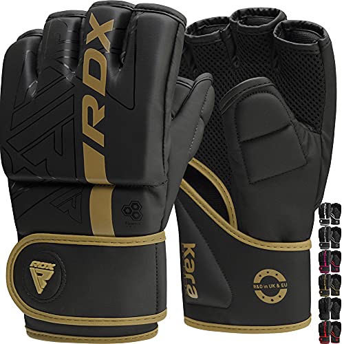 RDX MMA Gloves Grappling Sparring, Pre-Curved Mixed Martial Arts Mitts Men Women Boxing Gloves, Maya Hide Leather Kara Cage Fighting Workout, Combat Sports Training, Muay Thai, Punching Bag Kickboxing - Image 1
