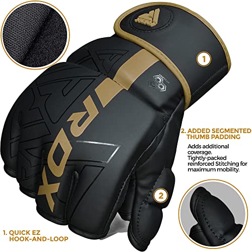 RDX MMA Gloves Grappling Sparring, Pre-Curved Mixed Martial Arts Mitts Men Women Boxing Gloves, Maya Hide Leather Kara Cage Fighting Workout, Combat Sports Training, Muay Thai, Punching Bag Kickboxing - Image 2