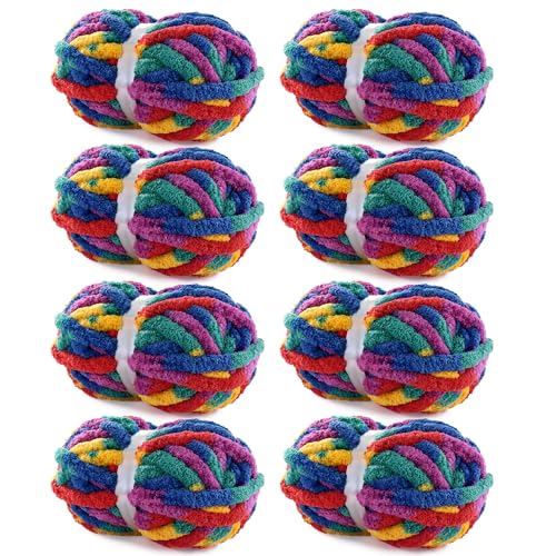 HOMBYS Super Bulky Giant Chunky Yarn for CrochetingLarge Soft Fluffy YarnTie Dye Plush Fuzzy YarnMixed Color Thick Chenille Yarn for Hand KnittingArm Knitting - Image 1