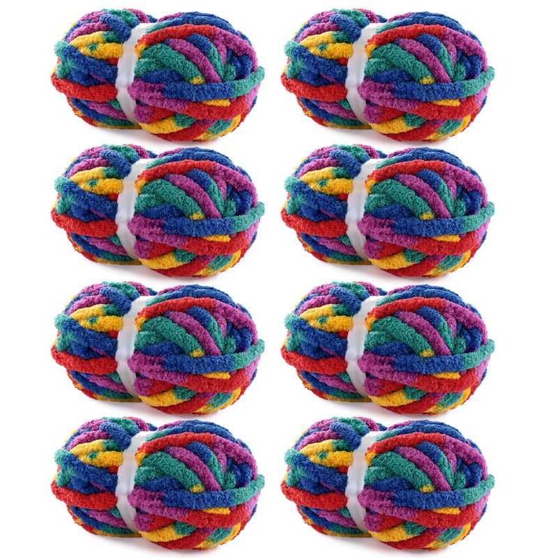 HOMBYS Super Bulky Giant Chunky Yarn for CrochetingLarge Soft Fluffy YarnTie Dye Plush Fuzzy YarnMixed Color Thick Chenille Yarn for Hand KnittingArm Knitting - Image 2