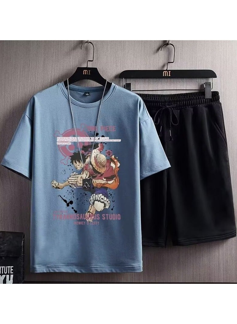 KUYING New One Piece Casual Loose Short Sleeved Shorts Set  - Image 1