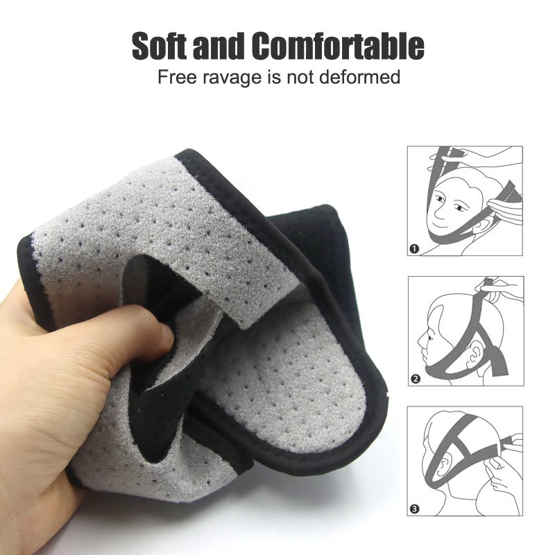 Gihunk Chin Strap - Chin Strap for Cpap Users, Cpap Chin Strap, Anti Snoring Chin Strap, Chin Strap for Snoring, Breathable Comfortable Cpap Chin Straps for Men and Women, Extension Strap(Grey) - Image 4